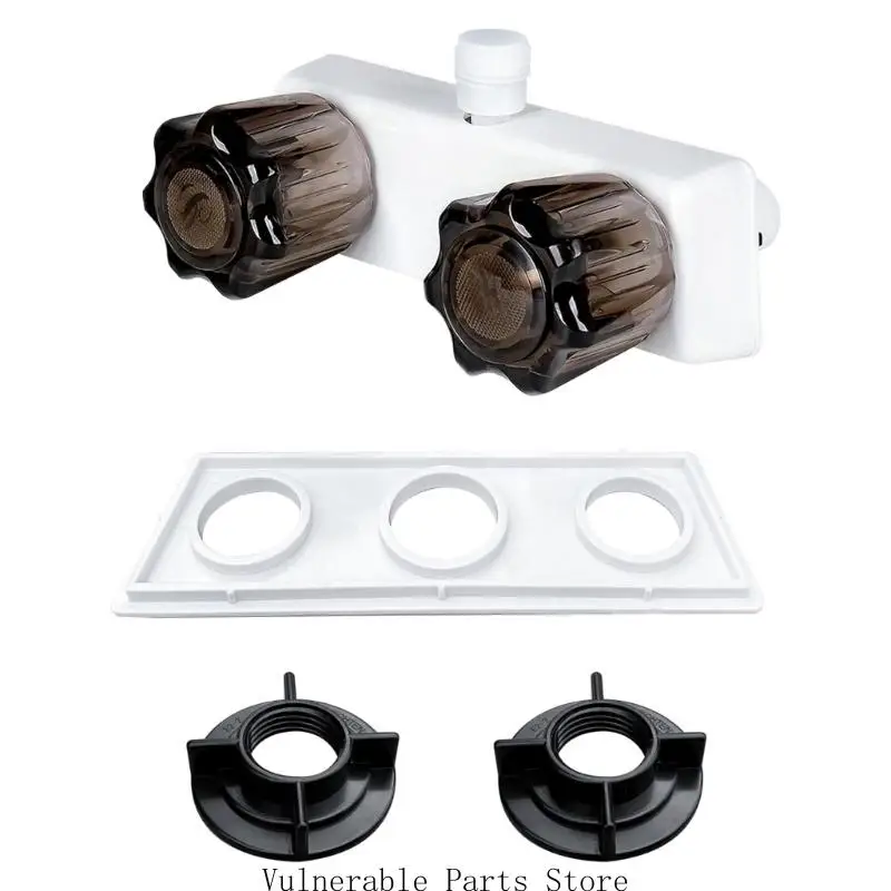 

D0UC Caravans Bathroom Faucet Replacement Double Knob Control 2.4 GPM ABS Material