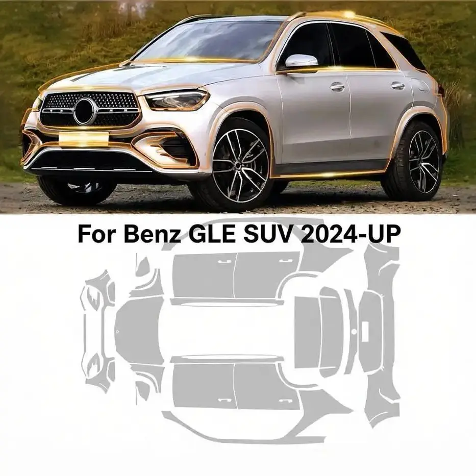 

Для Mercedes-Benz GLE SUV 2024-UP: Комплект прозрачной защитной пленки (PPF) из ТПУ для бампера и капота, предварительно вырезанный, с защитой от царапин и самовосстановлением
