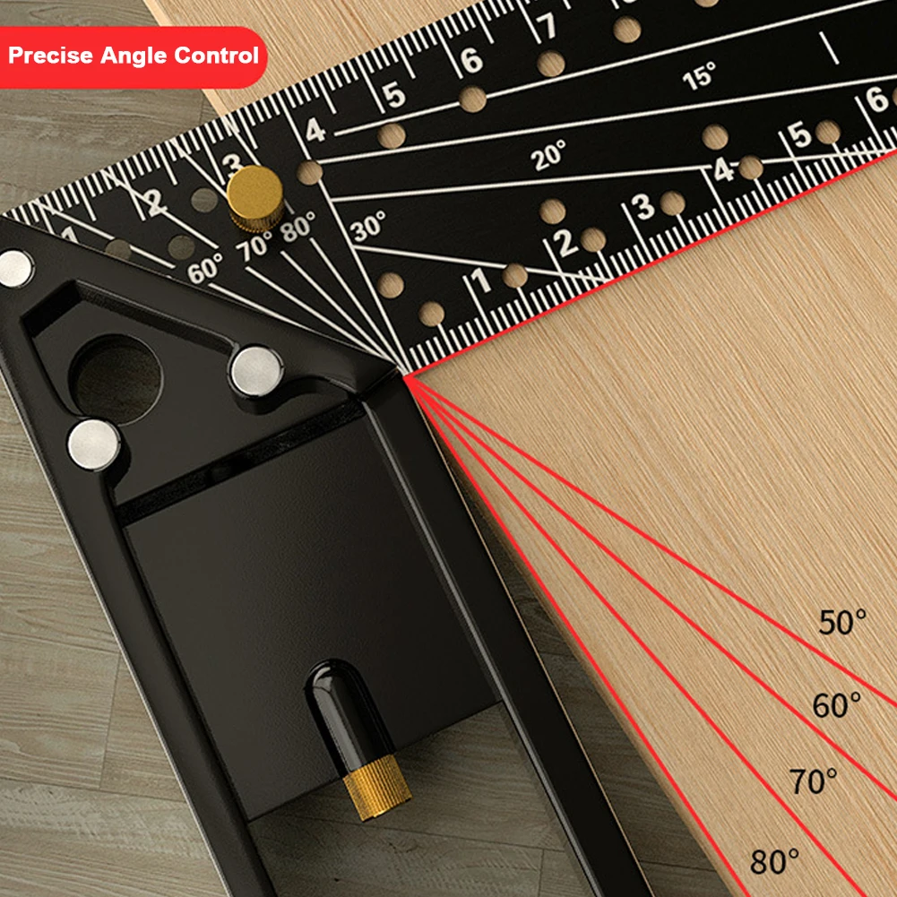 Right Angle Ruler 90 Degree Multi-Holes High Carbon Steel Angle Ruler Woodworking Lines Drawing Ruler Precise Scale Scriber