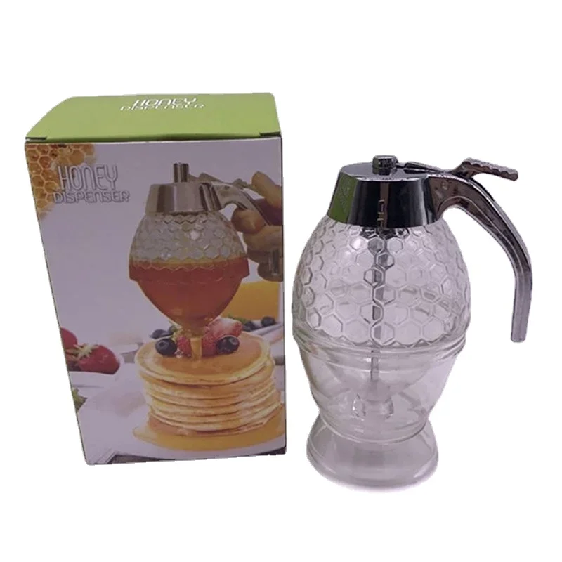 น้ำผึ้ง Jar คอนเทนเนอร์ถ้วยน้ำกาต้มน้ำครัว Bee หยด Stand Holder แบบพกพาโหลเก็บ