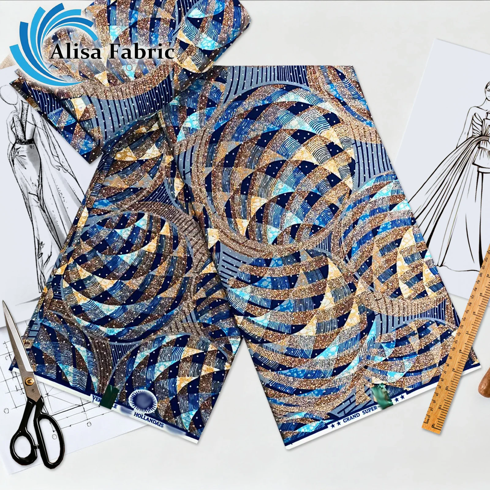 

2025 New arrivals hot drilling African wax fabric Christmas 6 yards veritable guaranteed nigerian fabric for weddings