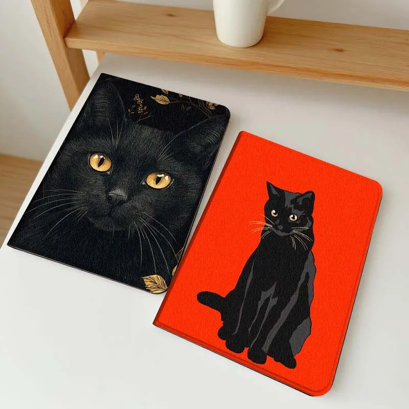 

Black Cat Gold Leaves Tablet Case For Apple iPad Air Pro mini 1 2 3 4 5 6 7 8 9 11 M2 M3 M5 M4 5th 6th 7th 10th 11th Gift