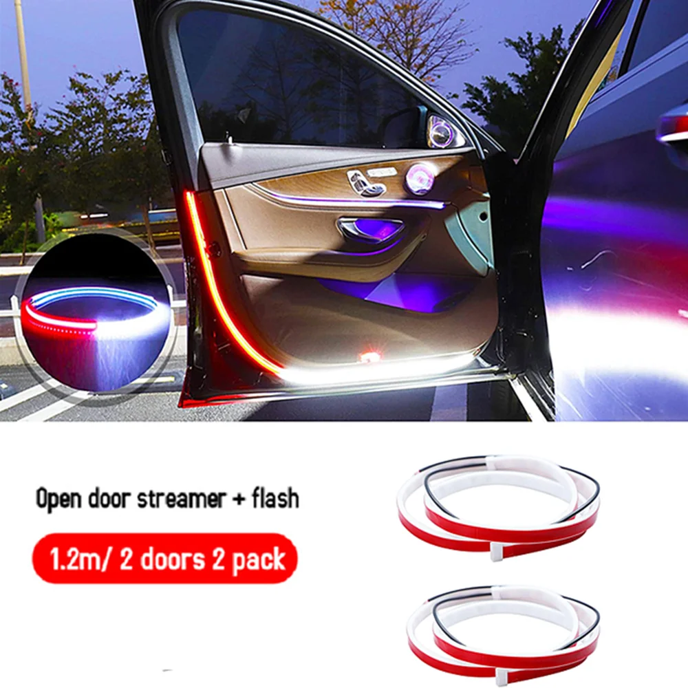 

2PCS LED Car Door Warning Light Strip Atmosphere Light Auto Interior Decoration Light Ambient Lighting for Car Door Opening