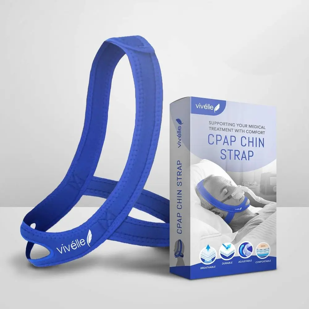 

Регулируемая поддержка челюсти для пользователей CPAP: уменьшает утечки воздуха и сухость в ротовой полости с помощью удобного противосноркового ремня для подбородка.