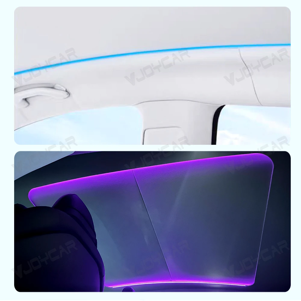 Vjoycar Interior Sunroof Shade for Tesla Model Y New Y Juniper with Ambient Light Auto Electric Sunshade Button Voice Control view 6