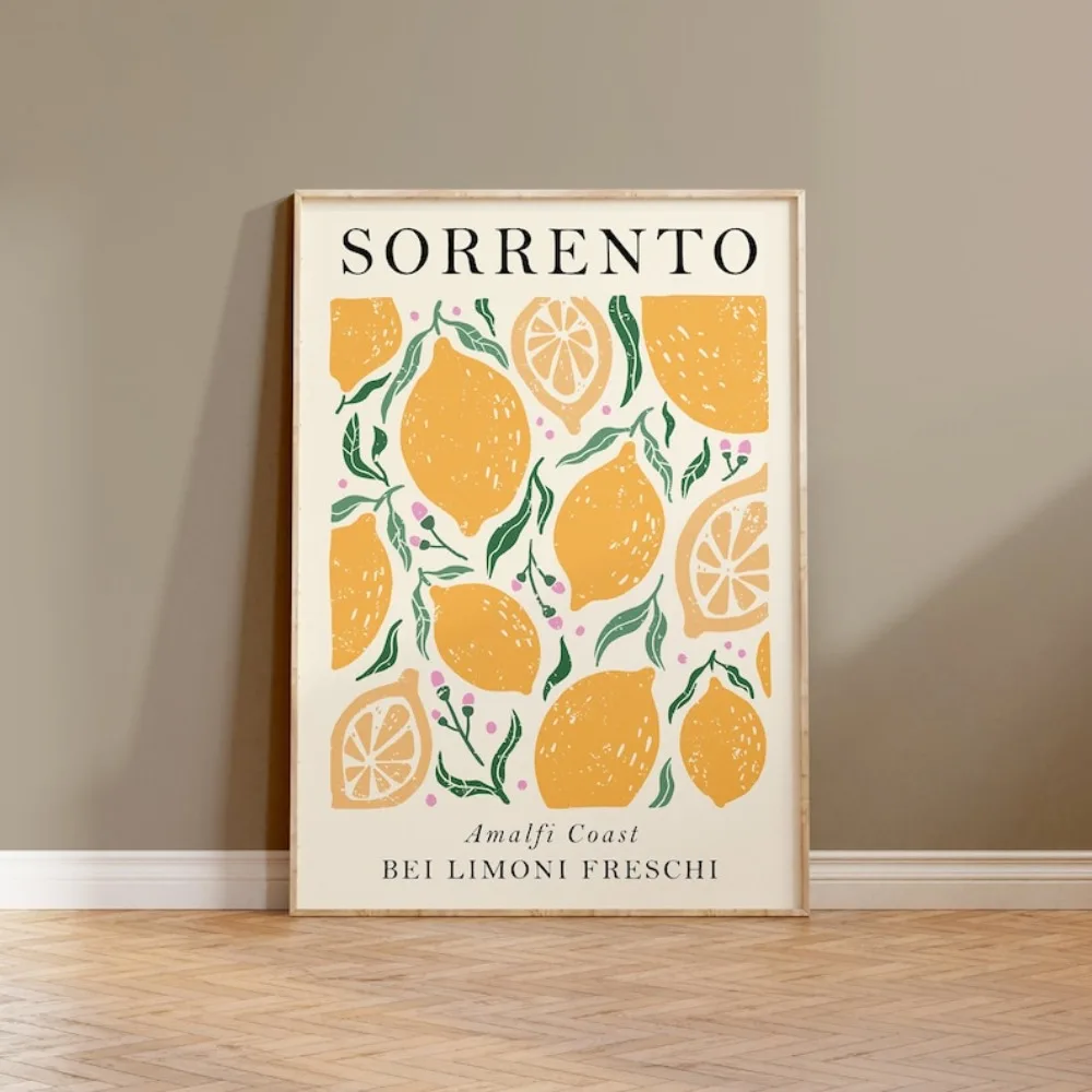 1 Uds. Impresión artística de pared sin marco Sorrento Lemon Amalfi, arte moderno, impresión de pared de cocina, decoración del hogar, Ideas de regalos, impresiones de pared, carteles