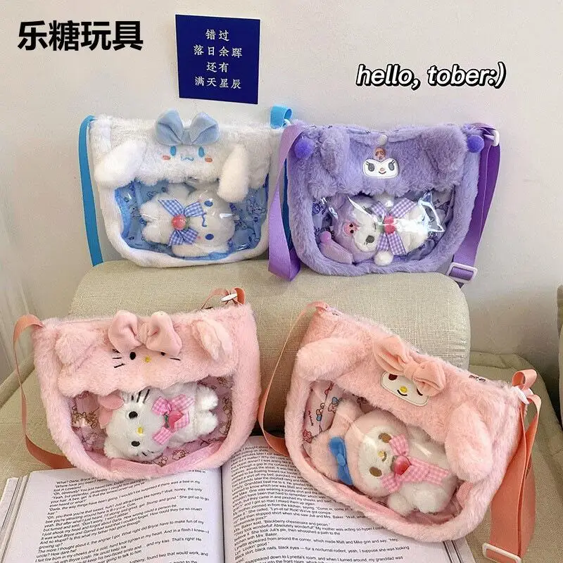

Cute Transparent Pvc Bag Cartoon Rabbit Bag Personalized Creative Shoulder Bag Storage Handbag Fungift Send Doll Pendant