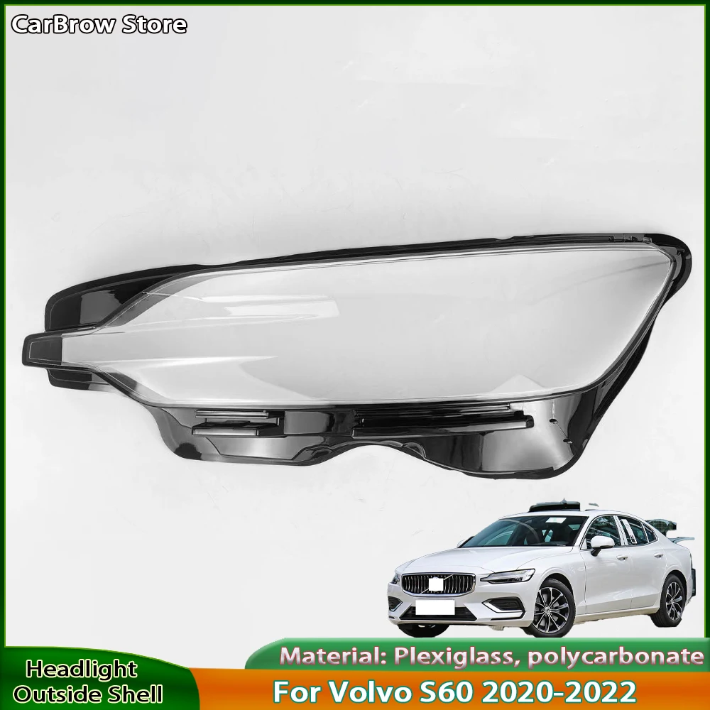 

For Volvo S60 2020 2021 2022 Car Front Headlight Cover Auto Headlamp Lampshade Lampcover Head Lamp light Lens Shell Caps
