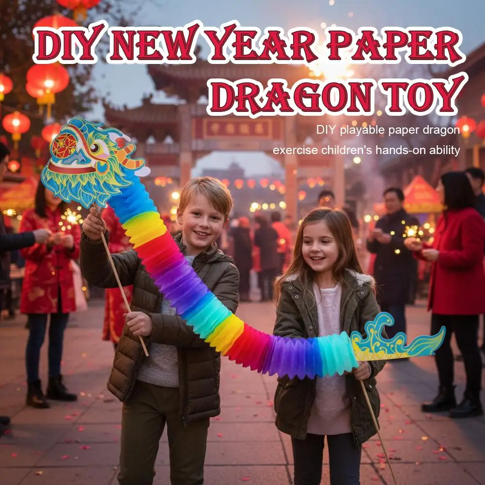 New Year Paper Dragon Toy Craft Art DIY Dragon Dance Lion Dance Folk Art Festival Party Small Props, Atmosphere Decorations