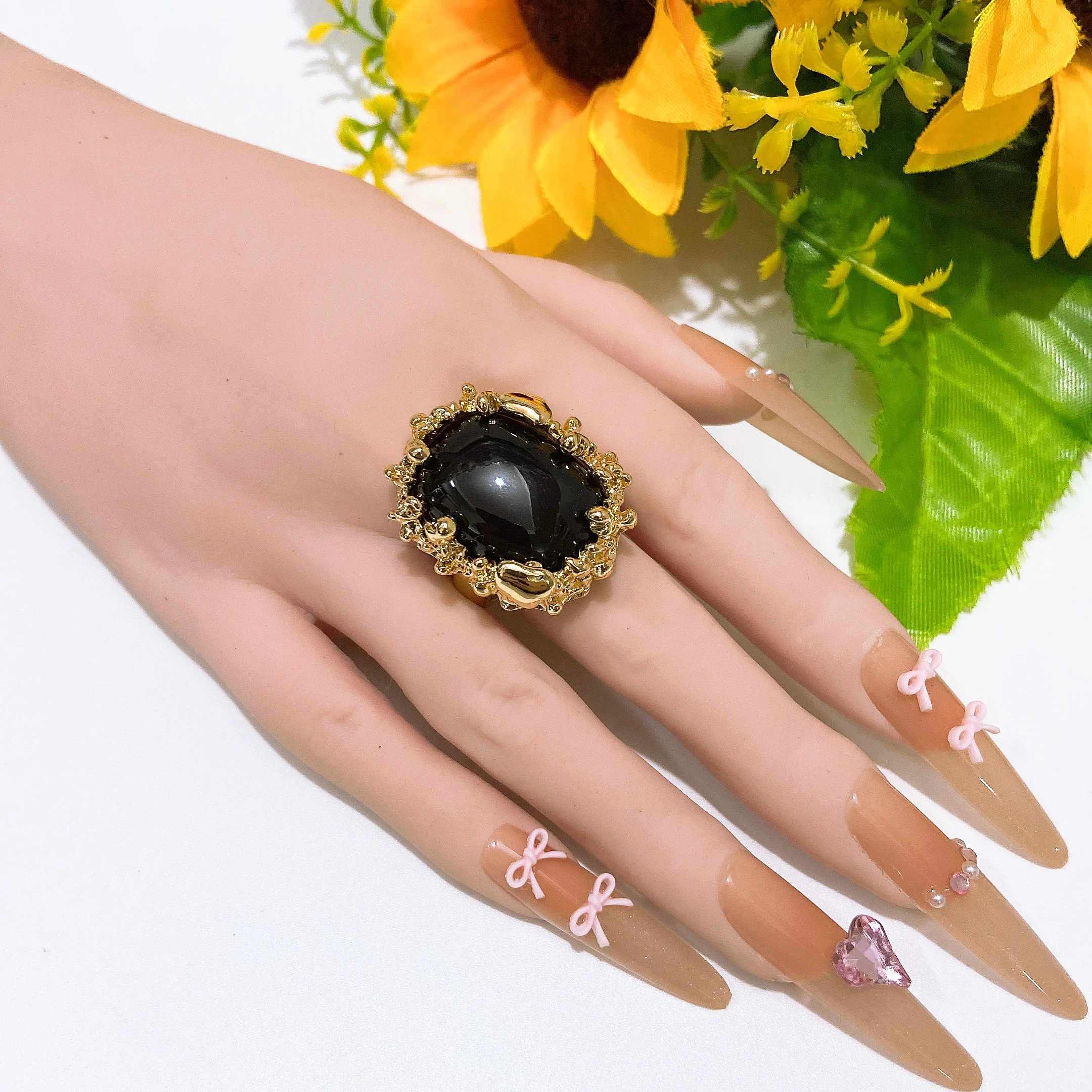 Titanring mit römischen Ziffern für Damen, Verlobungs- und Partyschmuck, Neuheit in Cindy, farbenfroher Edelstahlring, großer Mesh-Fingerring