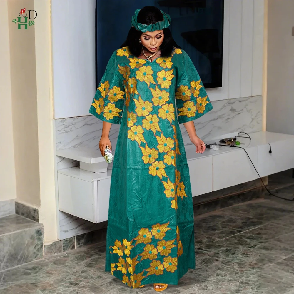 アフリカの服女性の伝統的なドレス刺繍バザンウェディングパーティードレスアンカラ Bubu ローブ Trads 着用 Djellaba 服