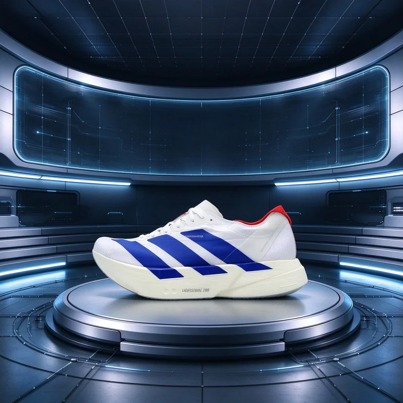 Adidas Adizero Adios Pro 4 Men Running Shoes, Lightstrike Pro Cushion Trainers, Breathable Mesh Sneakers White Blue Red JP6624