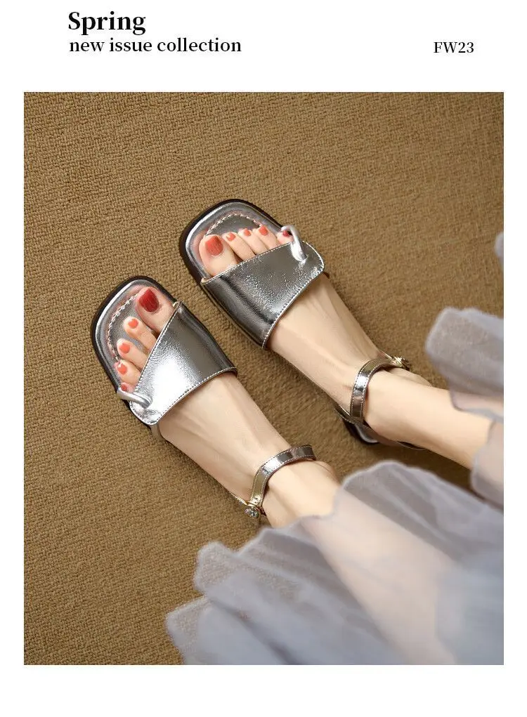 صنادل نسائية على الطراز الروماني موضة الصيف المفتوحة تو الانزلاق على حذاء كاجوال مريح Zapato Tacon Bajo Mujer 2022 Zapatos De Mujer