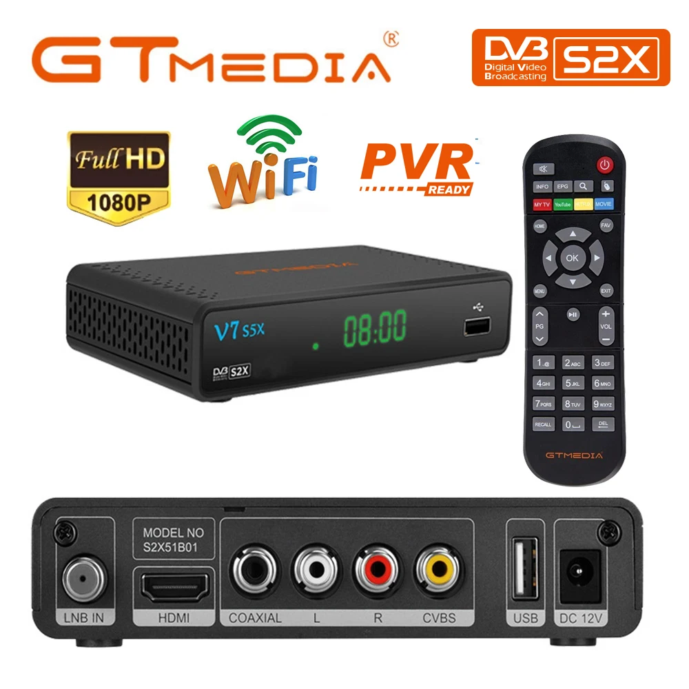 GTMEDIA V7S5X Satellite TV Receiver DVB-S2X/S2/S Full HD 1080P H.265 Set-top Box With USB Wifi Digital Receptor