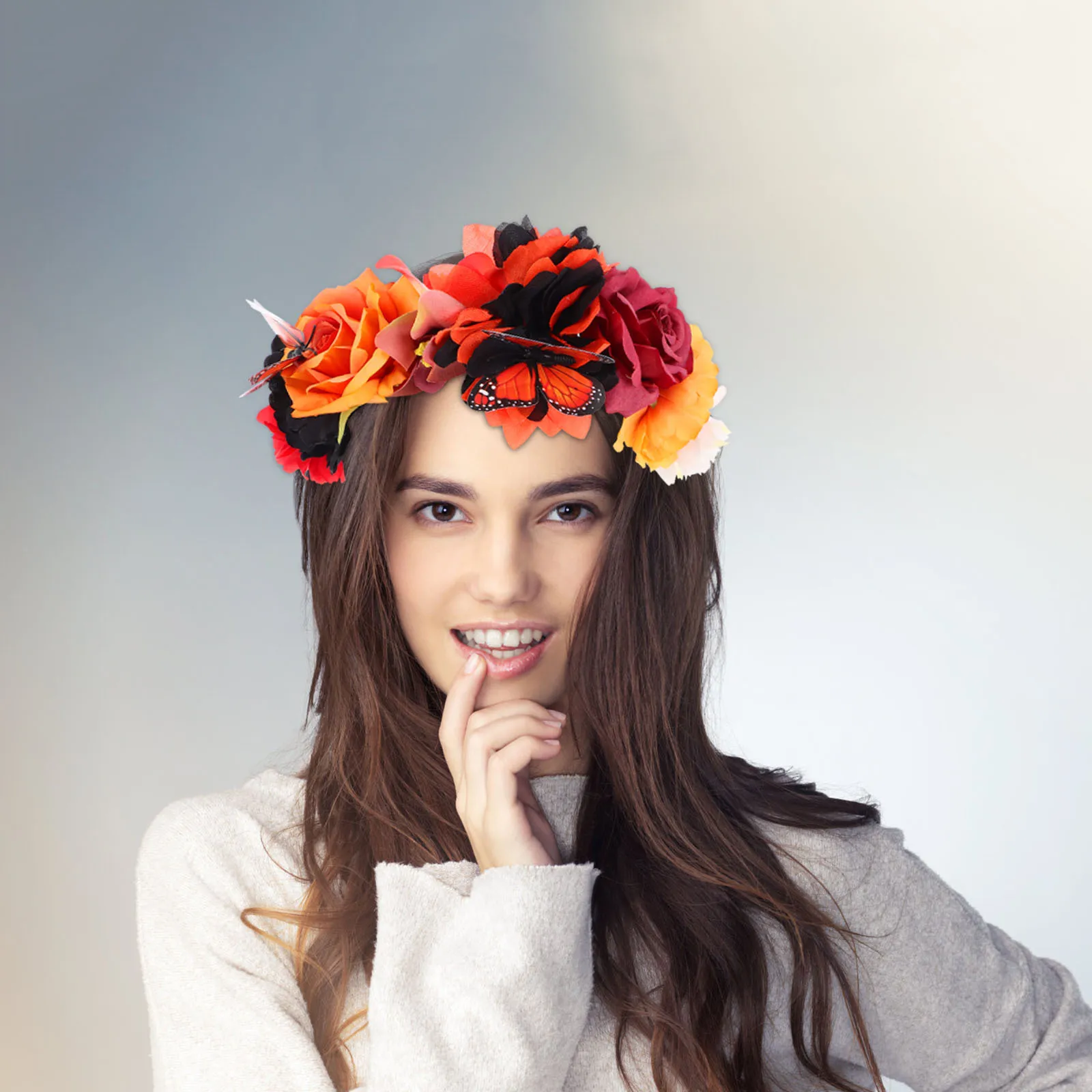 

Floral Headband For Women Butterfly Hair Accessory Festival Party Prom Garden Wedding Cosplay Nature-Inspired Crown Decor