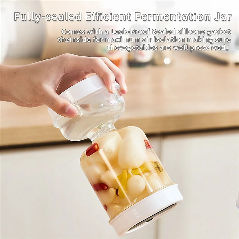 ABFW Recipiente para pepinillos, tarro, fácil separación en seco y húmedo, tapa a prueba de fugas, peras enlatadas, oliva, piña, pepino encurtido