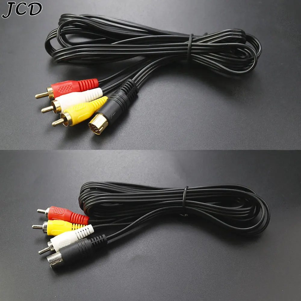 

JCD Audio Video AV Cable for Sega Saturn Gold Silver Plating Plug AV Cable 1.8m Connection Cord 3RCA to 10 pin Adapter