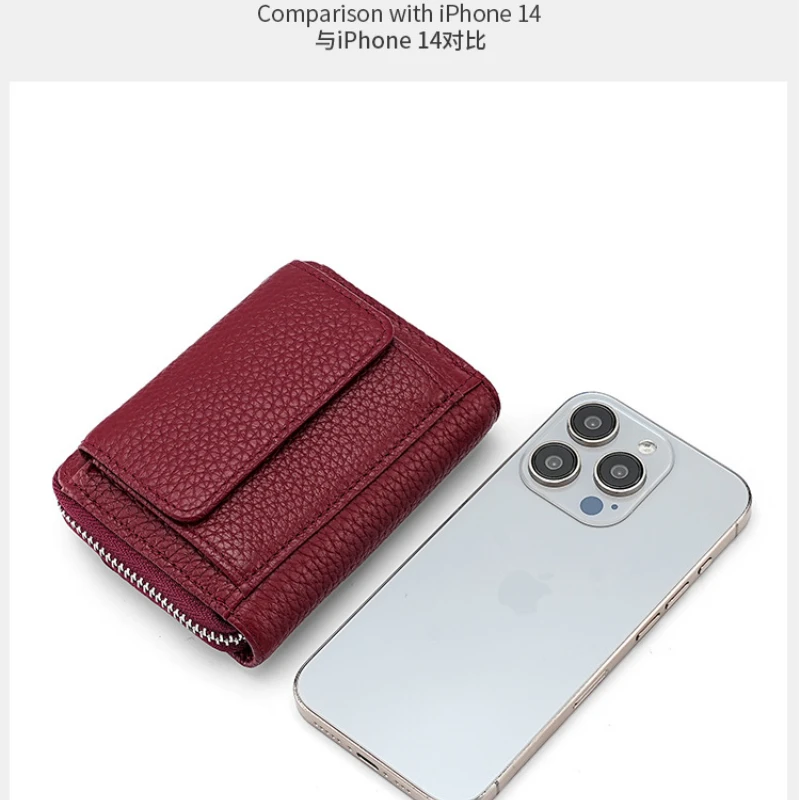 Genuine Leather RFID Short Coin Wallet Portable Card Holder Pouch Purse Bag Cowhide Student Small Money Clutch For Men Women