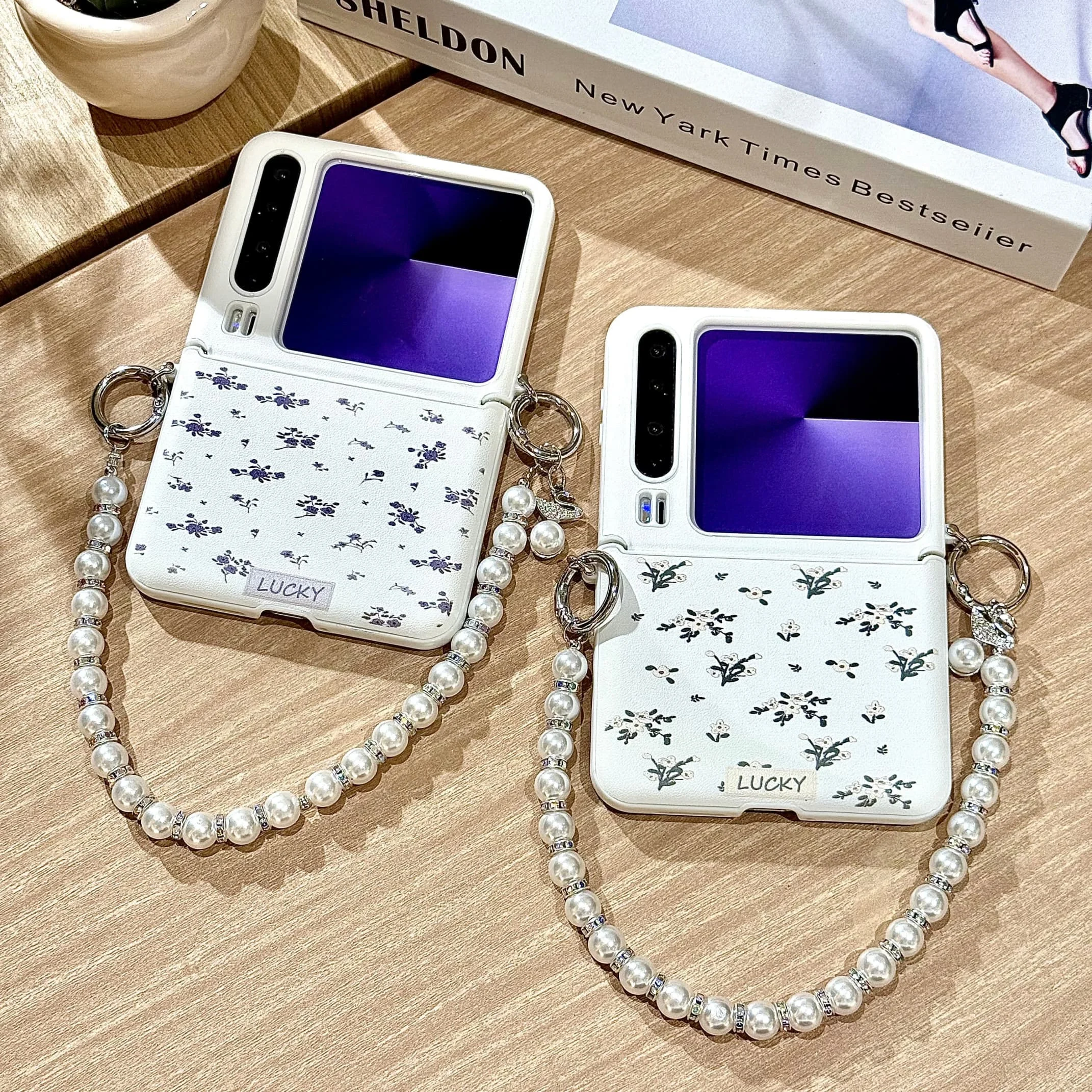 

Back Cover For Huawei Pura X Case Lucky Purple White Floral Flower Wristband Bracelet Chain Hard Pc Shockproof Phone Case