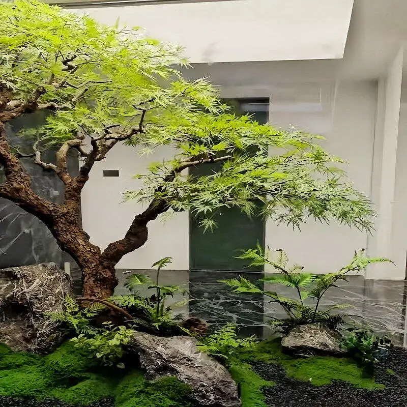 High-end simulated maple feather maple landscaping fake tree indoor high-end bionic green plant decorative tree