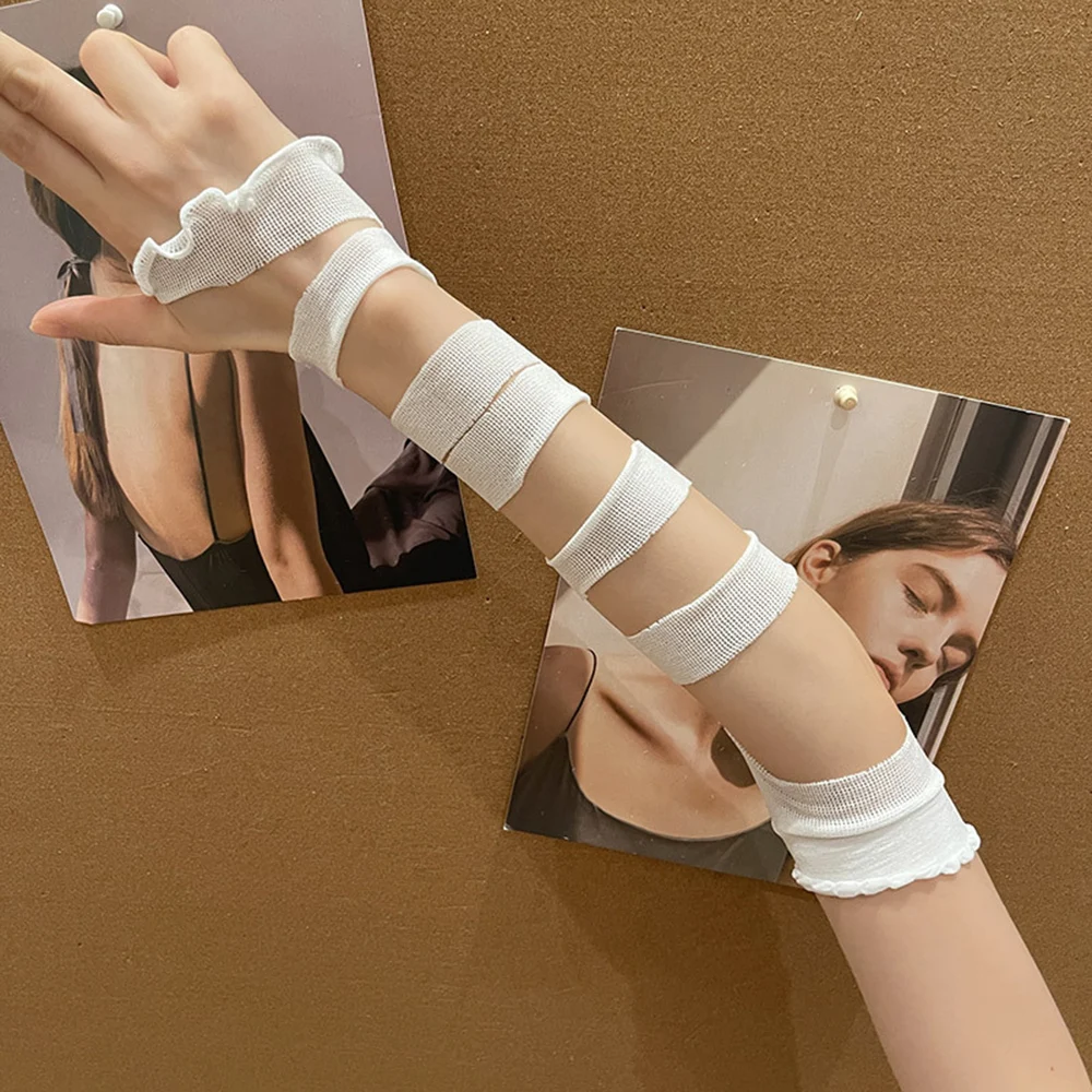 Girl Hollow Out Bandages Arm Sleeves Retro Party Long Arm Fingerless Gloves  Fashionable JK Style Cosplay Solid Color Arm Cover