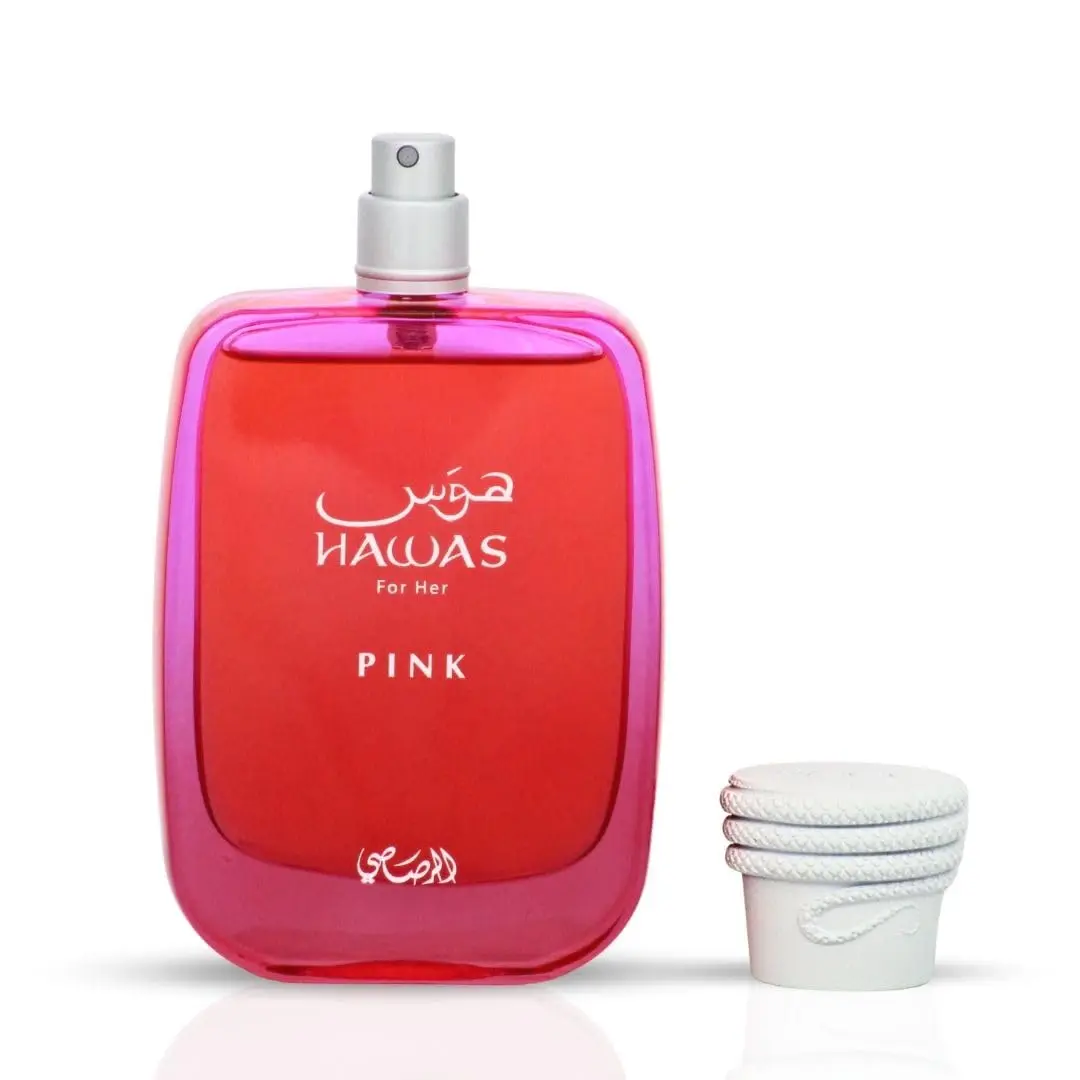 Rasasi Hawas Pink for Her EDP 3,4 onças / 100ml – Doce Floral Frutado Perfume de Longa Duração Presente para Natal, Ação de Graças, Halloween