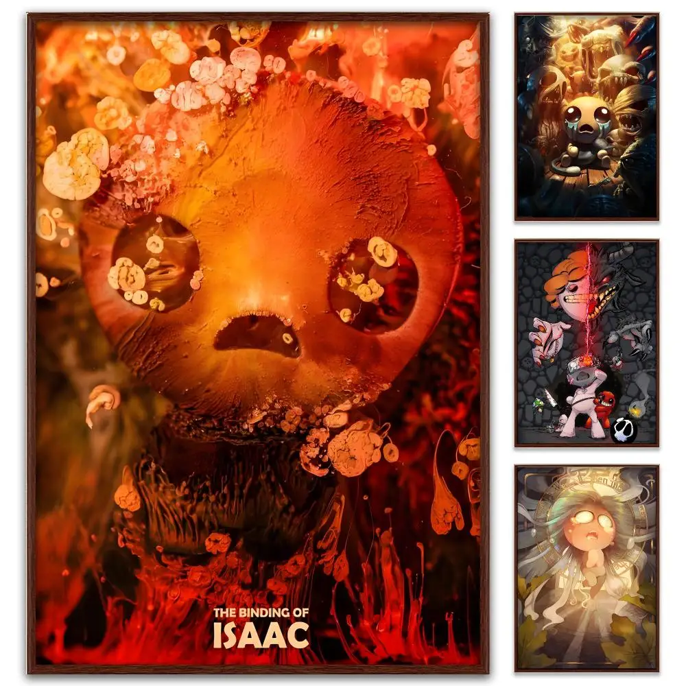 The Binding of Isaac Indie Horror Game Poster Self-Adhesive PP Paper HD Wall Decal for Study Living Room Garage DIY Gift
