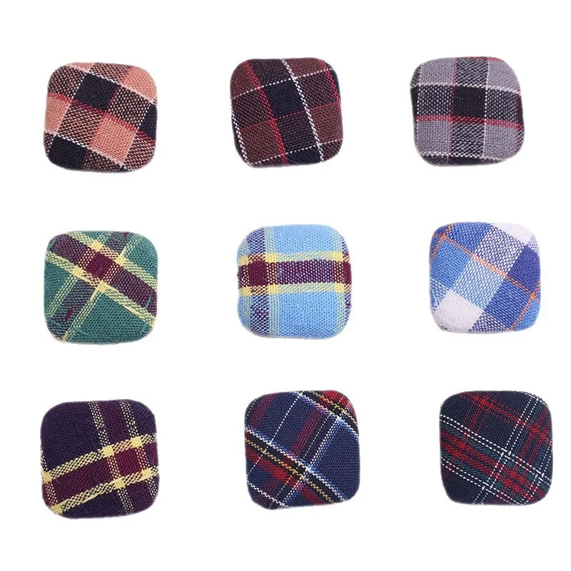 Newest 100pcs/lot 16mm color pattern print fabric geometry square shape cabochon diy jewelry garment hair accessory