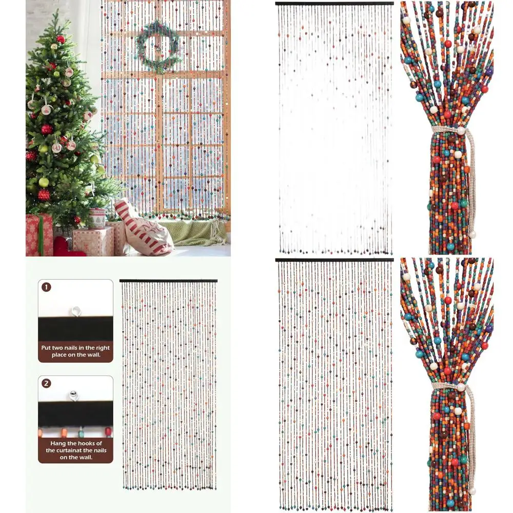 

Занавеска из бамбуковых бусин ручной работы — Радуга 35,4 x 78,7, многофункциональная дверная ширма для спален и балконов