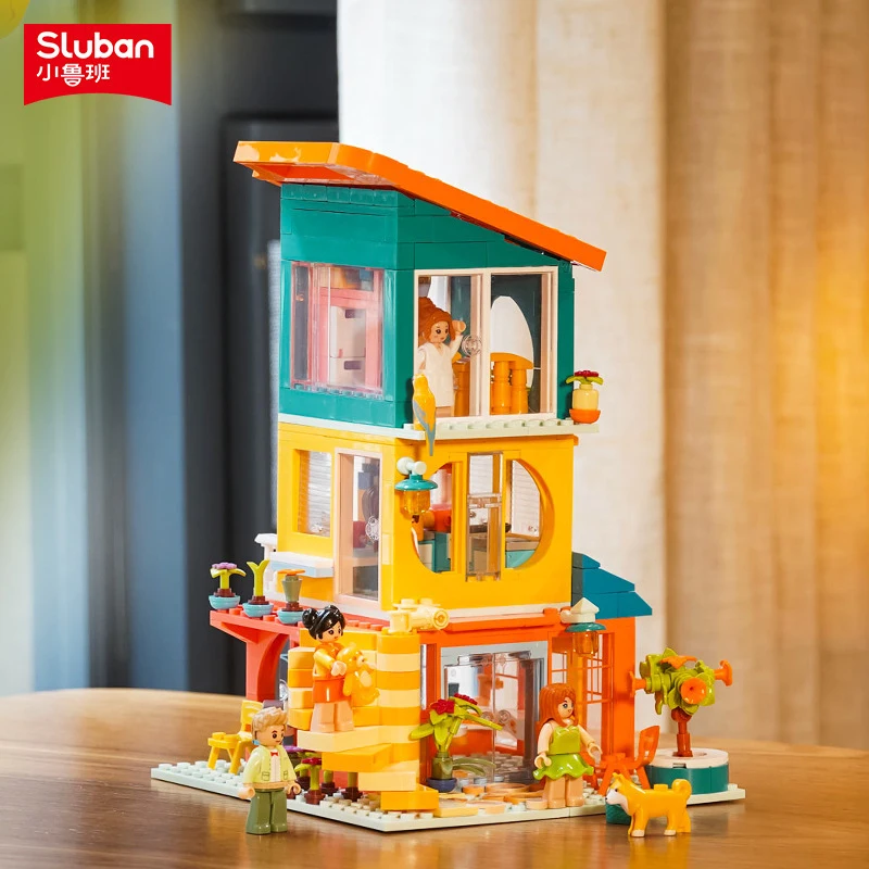 Детский конструктор SLUBAN 1090, красочная модель дома для сборки, игрушка-конструктор, подарок для девочек Детский конструктор SLUBAN 1090, красочная модель дома для сборки, игрушка-конструктор, подарок для девочек
