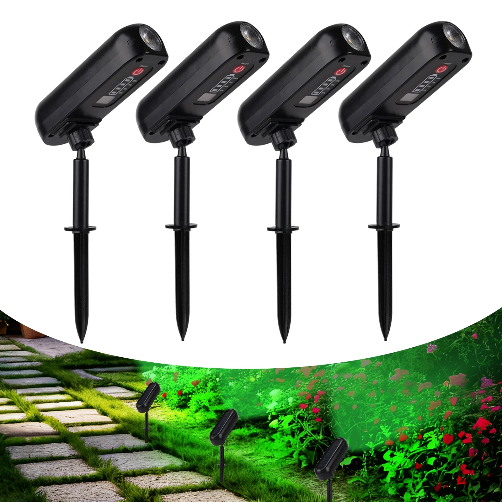 

4PCS Solar LED Light Outdoor Solar Wall Light IP65 Green Garden Light Solar Spotlights Solar Uplights for Trees Pathway Yard
