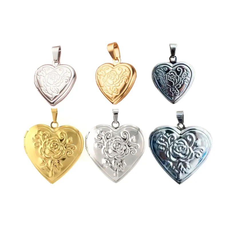 Everfast 10pc DIY 20mm 30mm Heart Locket Stainless Steel Pendant Charms Jewelry Men Women Mom Girls Making Family Memories Gift