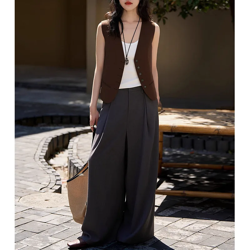 

Vests Waistcoats Thin Womens Vest Japanese Autumn Corduroy Checked Patchwork Stand Collar Preppy Style College Youthful Layered