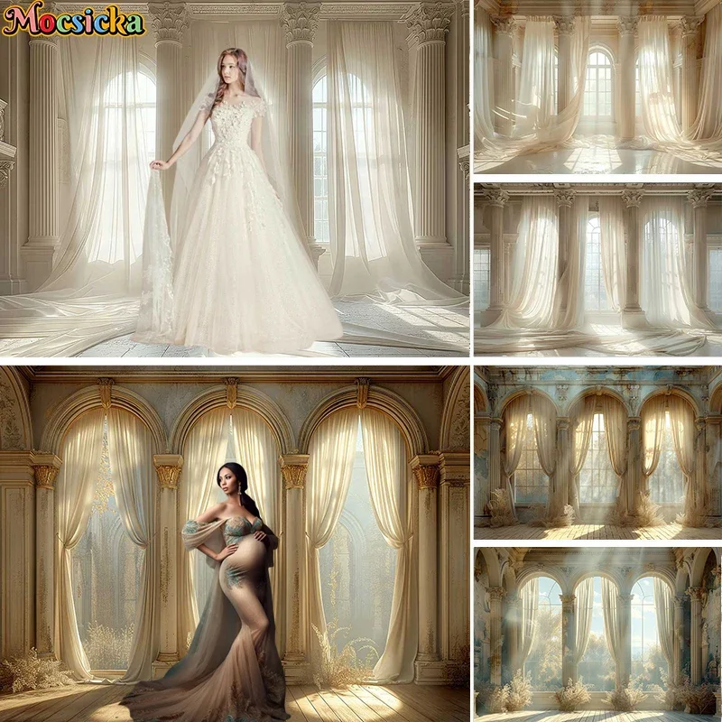 Tło fotograficzne Mocsicka Vintage Pałac Łuk Okno Dorosły Urodziny Ślub Ciąża Portret Dekoracja Tło Studio Fotograficzne