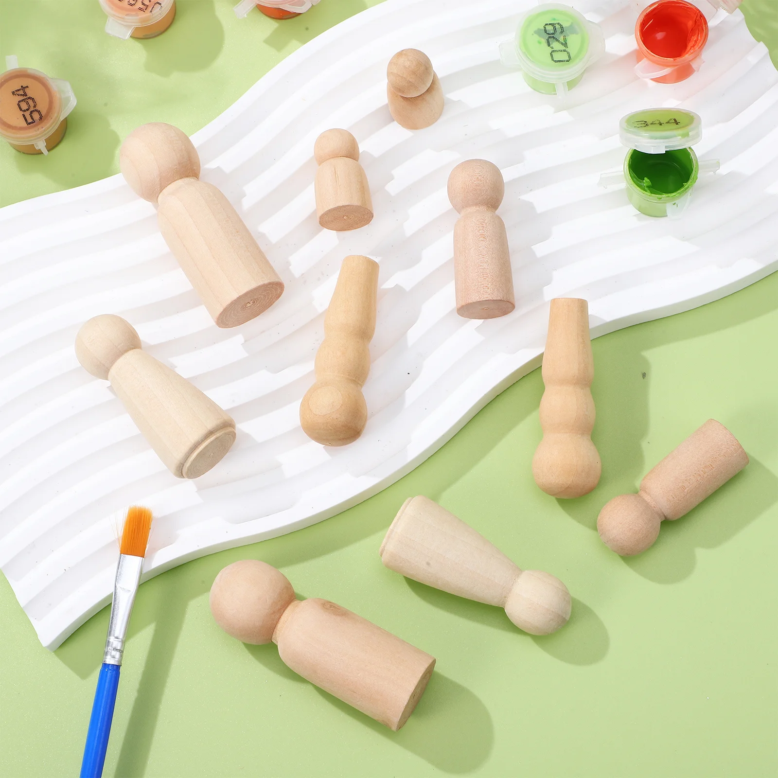 

50Pcs Unpainted Wooden Peg DIY Graffiti Craft Supplies for Children Creative Decorations Wooden Peg People Art Projects