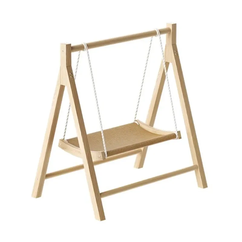 Dual-Layer Solid Wood Pet Hammock Summer Breeze Cat Swing Thickened Wood Cat Nest Comfortably Stable Cat Bed