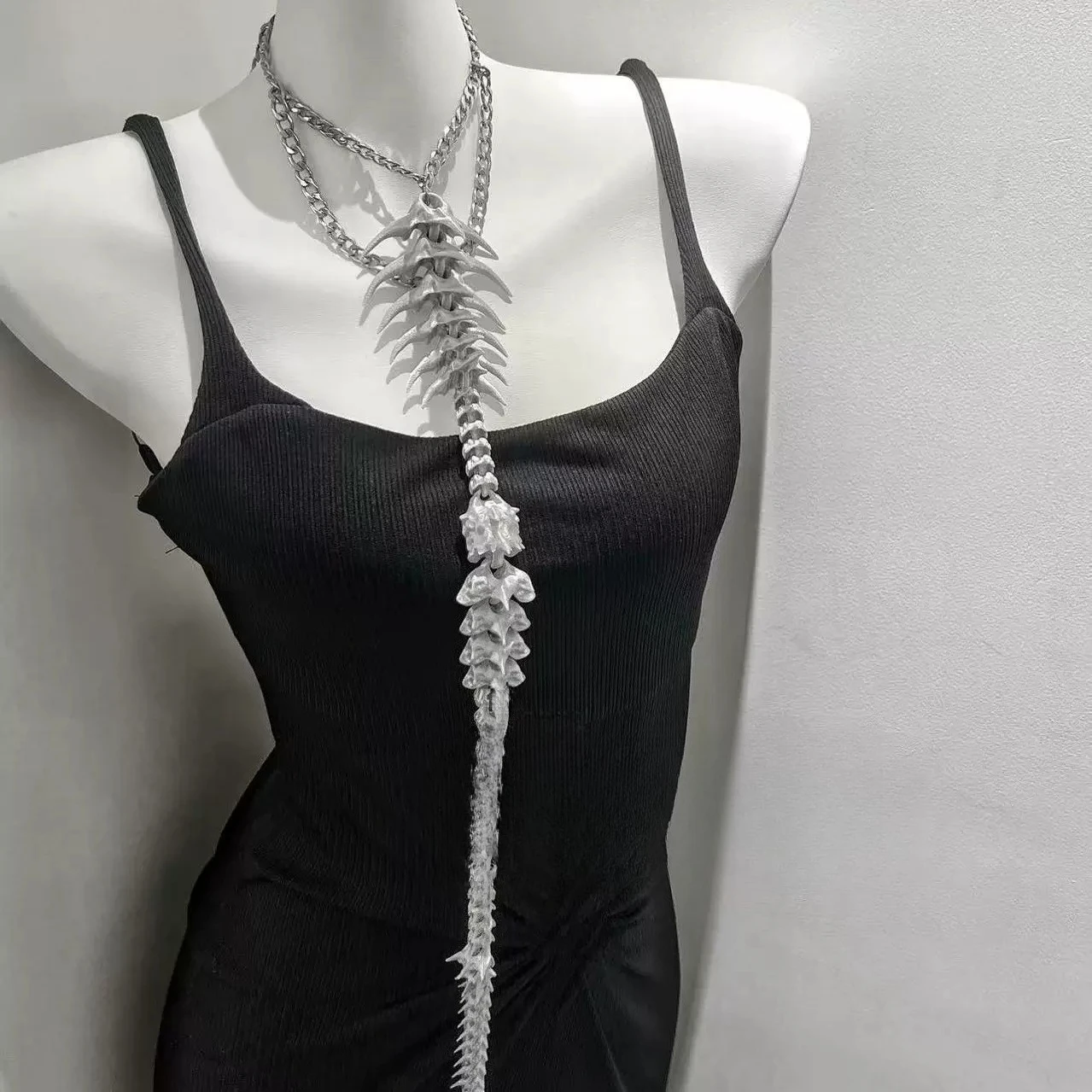 Necklace spine metallic necklace subculture choker dark