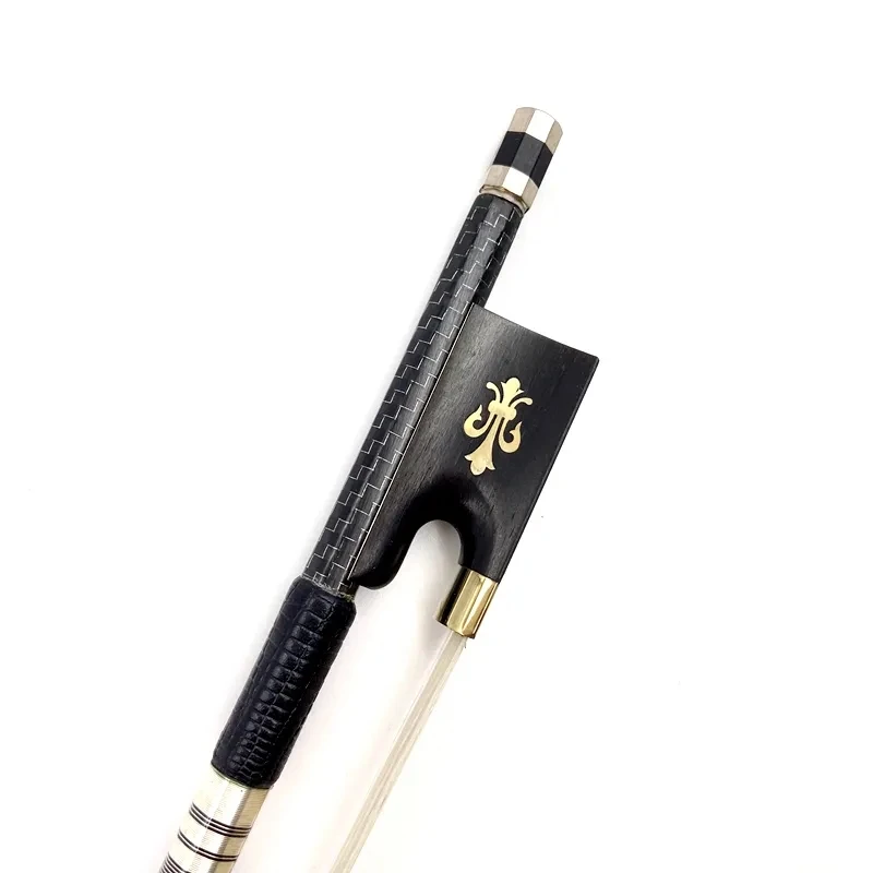 1pcs best professional silver Silk Braided Grid Carbon Fiber 4/4 Violin bow Fiddle Bow,Siberia white horesehair horsetail