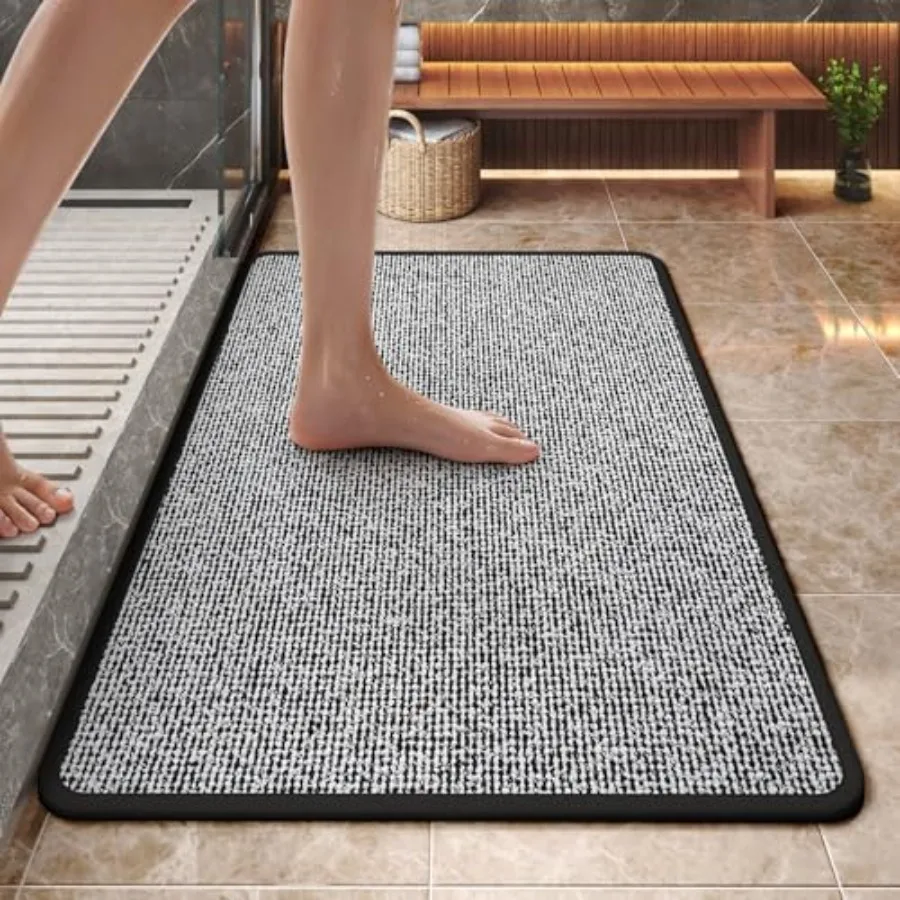 

Non Slip Bathroom Rugs Washable Rubber Backing Bath Mat Absorbent Quick Dry Floor Mats for Bathroom Outside Shower and Sink Thi