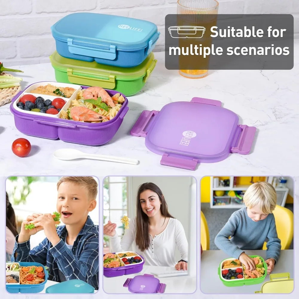 Bento Boxes with Removable Compartments for Adults & Kids,1000ml Lunch Box with Spoon & Water Cup,BPA-Free,Microwave & Dishwashe