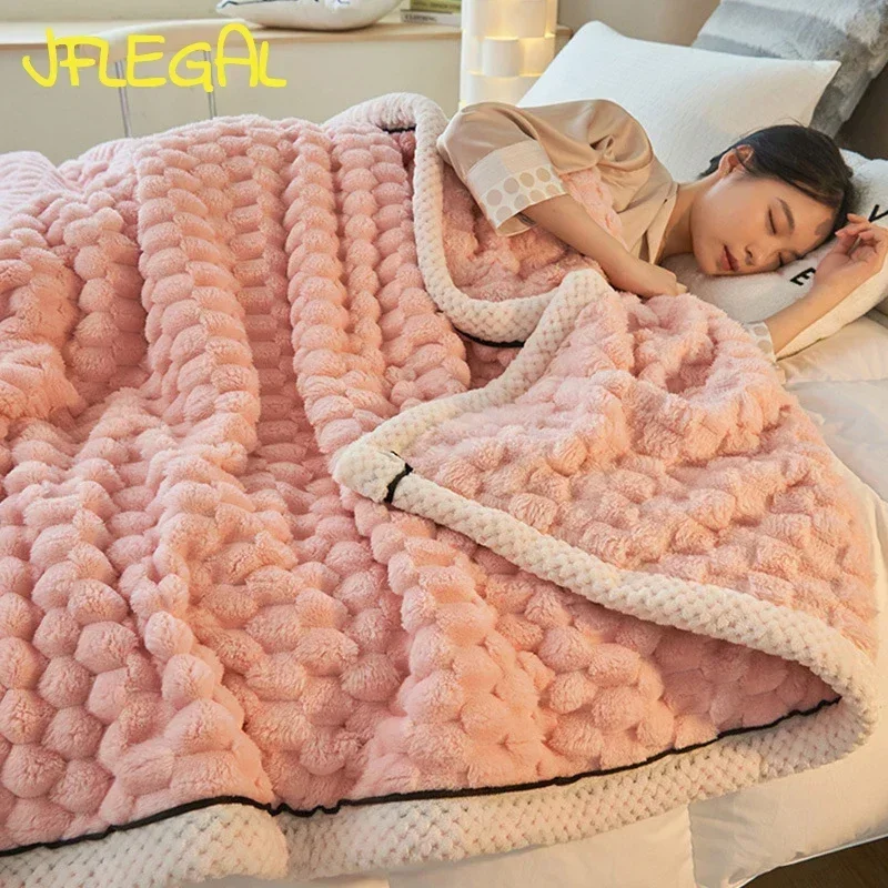 

JFLEGAL 2024 Flannel Fleece Blankets for Bed Autumn Winter Warm Soft Comfortable Sleeping Blanket Cozy Thickened Warmth Blanket