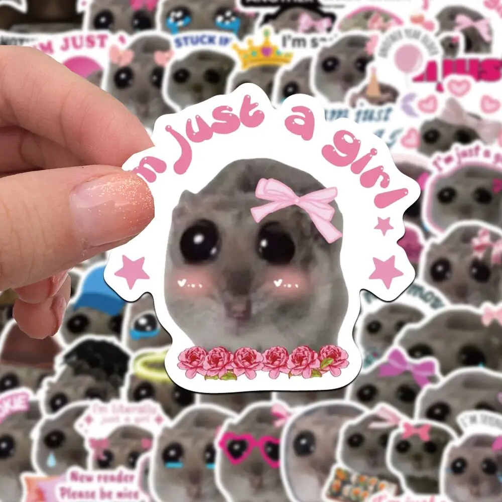 10/56PCS Funny Sad Hamster Meme Stickers Graffiti Aesthetic Decals For Laptop Luggage Skateboard Guitar Waterproof Sticker Toy