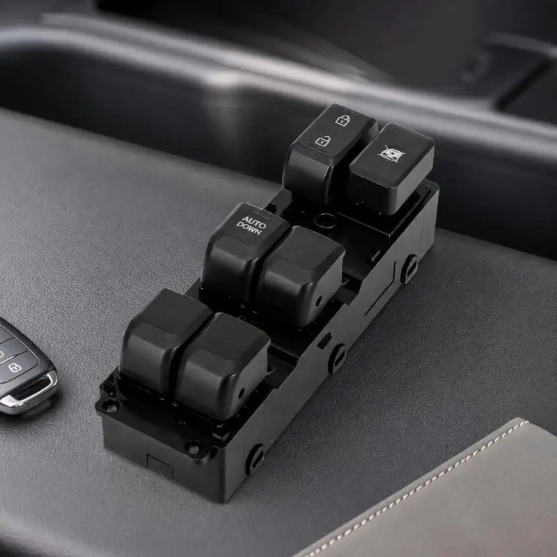 Vehicle Glass Lift Button Panel 93570-4X300, Black ABS Replacement Switches with Multiple Integrated Buttons for Raising D7YA