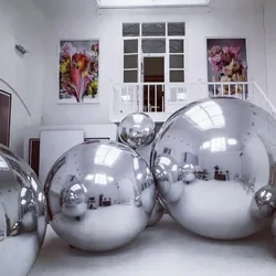 2024 Hanging Inflatable Mirror Ball Giant Disco Inflatable Mirror Balloon Large Silvery Christmas Spheres For Stage Decoration