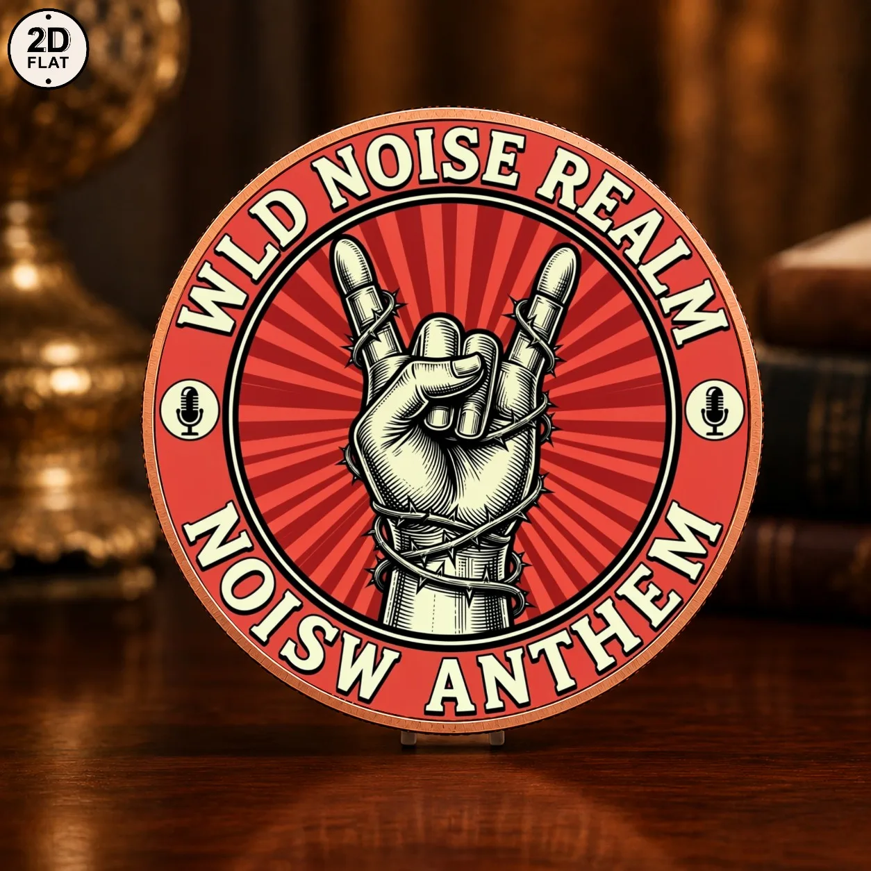 1pc 1oz .999 Fine Copper Wild Noise Realm Rock Challenge Coin Heavy Metal Rock Music Commemorative Medal Gift for Rock Music Fan