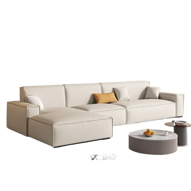 

Minimalist cream style, tofu blocks, sofa living room, simple, modern straight row sofa, technical fabric sofa