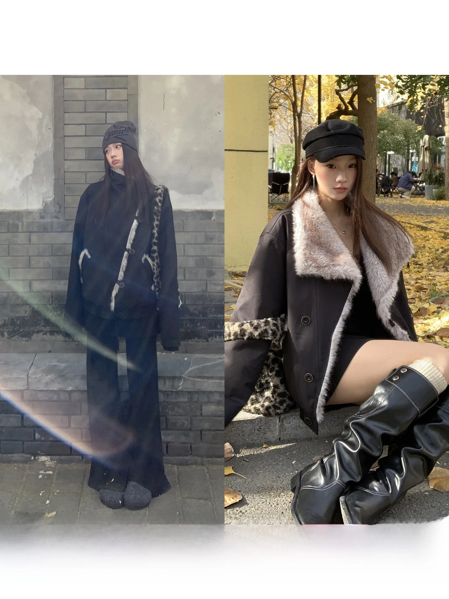 

Red Celebri Studio Women's Winter Jaet 2025 New Korean Sle Bla Cotton Coat Fur Collar Polyester Fiber Long Sve