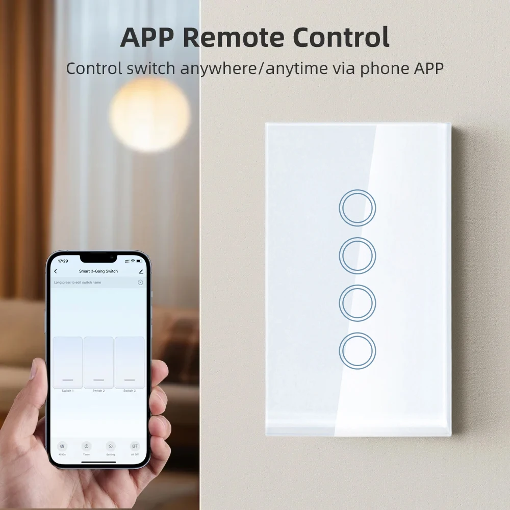 1 2 3 4 gang Tuya ZigBee WiFi US Smart Light Switch Touch Switch With Neutral Wire Smart Life Control Via Alexa Google Home