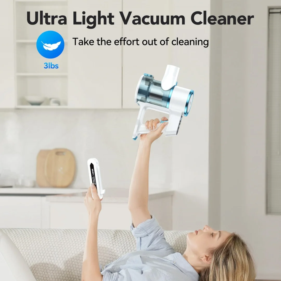 Cordless Vacuum Cleaner, 23Kpa Vacuum Cleaner with Rechargeable Battery, Household Vacuum Cleaner, Run Time 40 Minutes, Speed fo