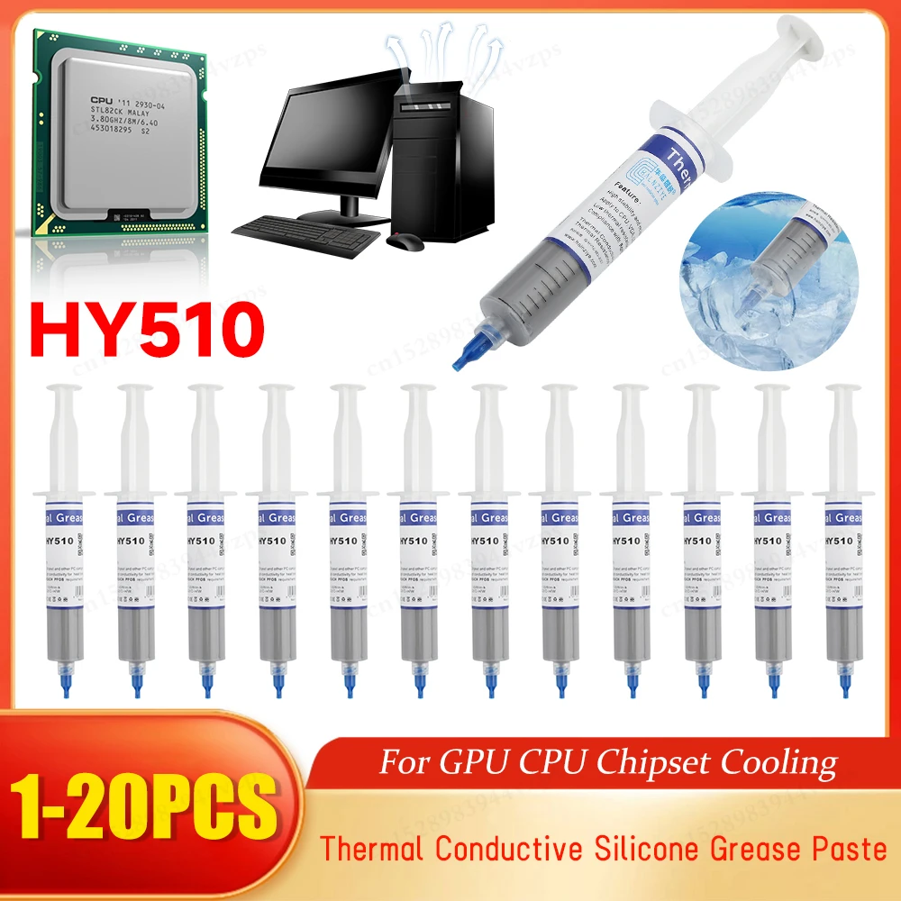 

30g HY510 Thermal Conductive Grease Paste Grey Silicone Grease Paste Compound Non-toxic GPU CPU Chipset Cooling Tools